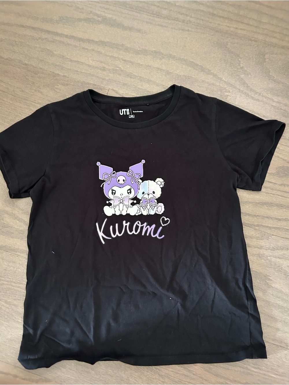Uniqlo Black Kuromi Graphic Tee with Purple Accents